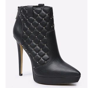 Women's Black Quilted Studded High Heel Ankle Boot | Jena - Bebe